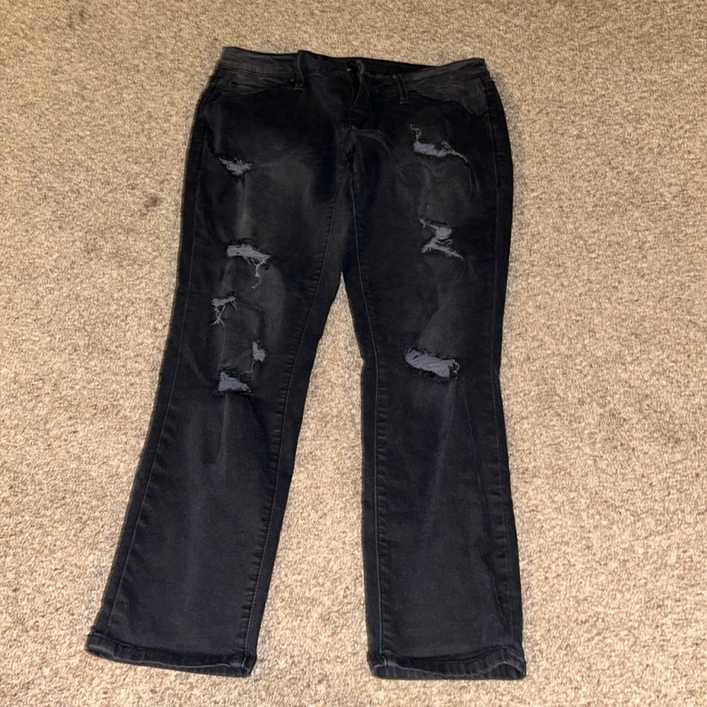 Jag black distressed faded low rise skinny ankle jeans
